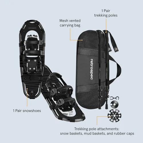 Miniatura 2 de Retrospec Drifter Snowshoes & Trekking Poles Bundle with Adjustable Bindings - Lightweight Aluminum Snow Shoes for Women & Men - All Terrain Hiking