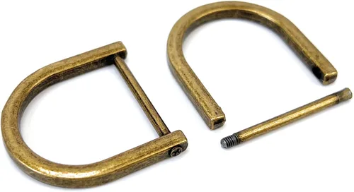 Miniatura 46 de 4 anillos en D resistentes con grillete de 1-1/2 pulgadas, oro antiguo, en forma de U, repuesto para bolso, llavero, collar de perro