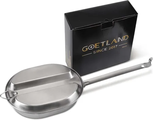 Goetland Juego de platos de acero inoxidable 304 tipo GI del ejército de EE. UU., juego de utensilios de cocina para exteriores, apto para camping,