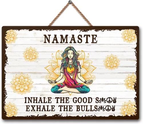 Miniatura 15 de Artsy Woodsy Placa de pared de madera personalizada para estudio de yoga, Zen Den, sala de meditación, espacio de atención plena, letrero Namaste, 01