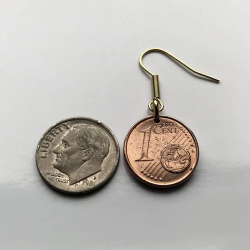 Miniatura 7 de España Spain 1 Euro Cent coin earrings Santiago de Compostela cathedral apostle Lugo Way of Saint James the Great Catholic church Iglesia Camino