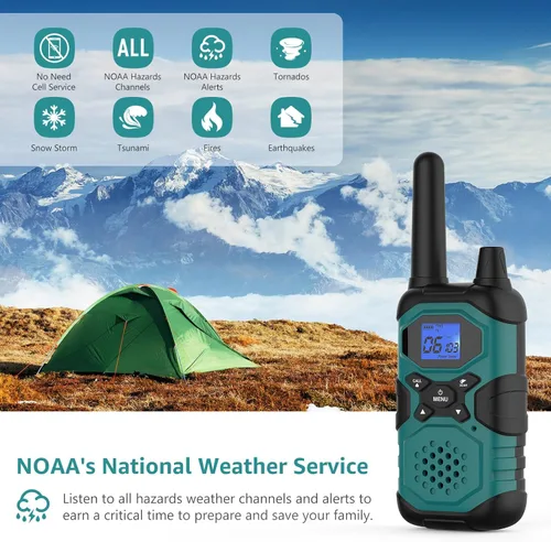 Miniatura 3 de Topsung Walkie Talkies for Adults Long Range Rechargeable 4 Pack, Multi-purpose USB 2 Way Radio NOAA Walkie-Talkie with 4500mAh Battery for Family