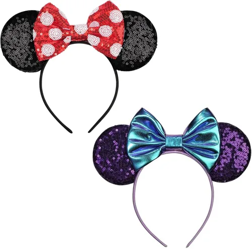 Miniatura 42 de FANYITY - Orejas de ratón, diadema con lentejuelas brillantes para cosplay de ratón para niños, niñas y mujeres, para Halloween y viaje a Disney