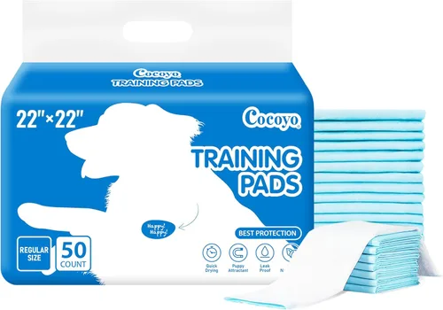 COCOYO Best Value - Almohadillas de entrenamiento para perros de 22 x 22 pulgadas, 50 unidades, almohadillas para orina de perro, almohadillas