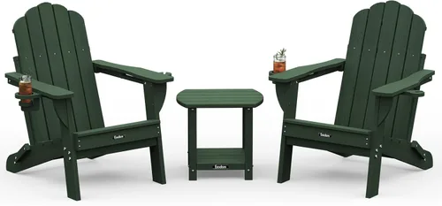 Miniatura 17 de Silla Adirondack plegable, silla Adirondack de HDPE con 2 soportes para tazas, sillas para fogatas al aire libre de fácil montaje para patio