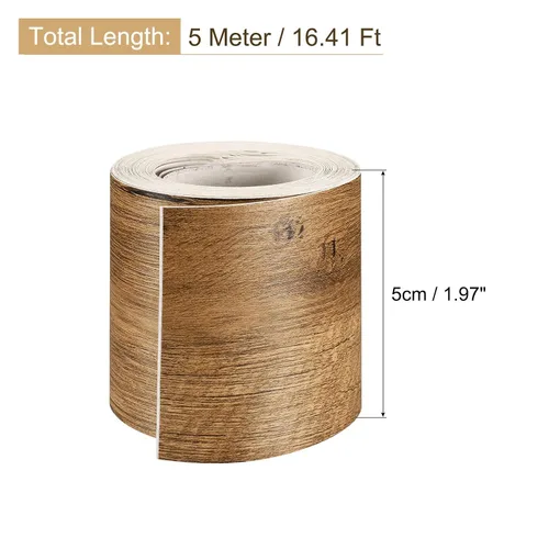 Miniatura 2 de uxcell Cinta de grano de madera, 1.97 pulgadas x 16.41 pies, adhesivo de papel de pared autoadhesivo para pared, esquina, mesa, puerta, sofá, Marrón