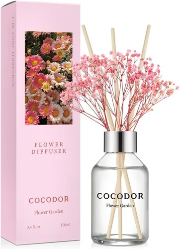 Miniatura 29 de COCODOR Juego de Difusor de Varillas de Junco con Flores / 6.7 oz / Eucalipto Limón / Difusor de Aroma con Varillas Fragancia para el Hogar Difusor