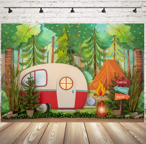 Miniatura 6 de Fondos de fotos de campamento para niños, cumpleaños, estudio fotográfico, fondos de primavera, parque, flores de baby shower, decoración de fiesta