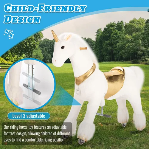 Miniatura 5 de UFREE Juguete de unicornio para montar, unicornio de peluche caminante para niñas, regalo de cumpleaños para niños de 4 a 9 años, altura de 36