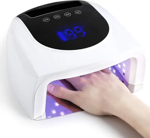 Linssy Lámpara de uñas inalámbrica LED UV de 96 W, secador de uñas con 42 cuentas, luz UV para manicura de uñas de gel para uñas de manos y pies,