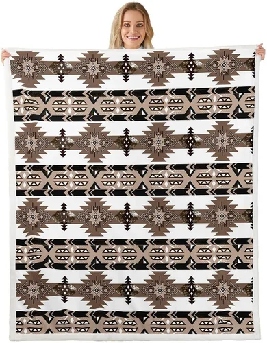 Miniatura 21 de Erosebridal Manta de forro polar de piel de vaca con estampado de leopardo marrón, manta occidental de 50 x 60 pulgadas, manta con estampado de vaca