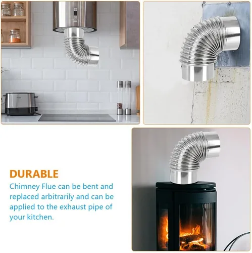Miniatura 2 de Ciieeo Tubo de chimenea de acero inoxidable con ventilación de escape para codo de estufa de leña