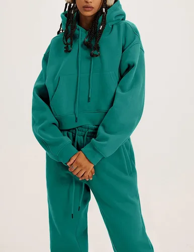 Miniatura 32 de Kissonic Conjunto deportivo de forro polar para mujer, 2 piezas, sudadera con capucha y pantalones deportivos