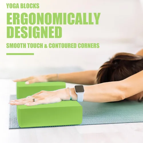 Miniatura 4 de 2 Pcs Yoga Blocks, 9"x6"x3" Foam Blocks Yoga Props for Pilates Stretching and Meditation Exercise Blocks Lightweight Yoga Essentials Verde