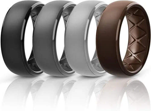 Miniatura 71 de Egnaro Anillos de boda de silicona para hombre: 1/4/6/7 Multipack de anillos de boda de goma con arco interior Diseño ergonómico transpirable