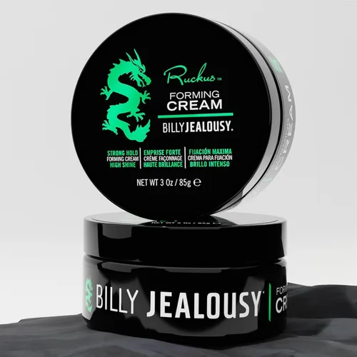 Miniatura 6 de Billy Jealousy Ruckus Crema formadora de cabello para hombres con fuerte sujeción y alto brillo, reutilizable, aspecto natural, producto de peinado