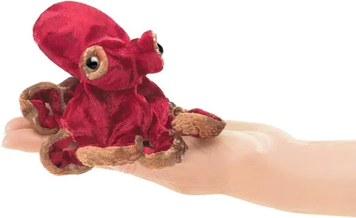Folkmanis Mini marioneta de dedo de pulpo rojo, 8"