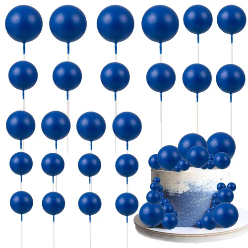 Miniatura 10 de Gyufise 30 Piezas Bolas Topper para Pastel DIY Insertables para Pastel Palillos de Bolas para Pastel Topper para Cupcakes para Fiesta de Cumpleaños