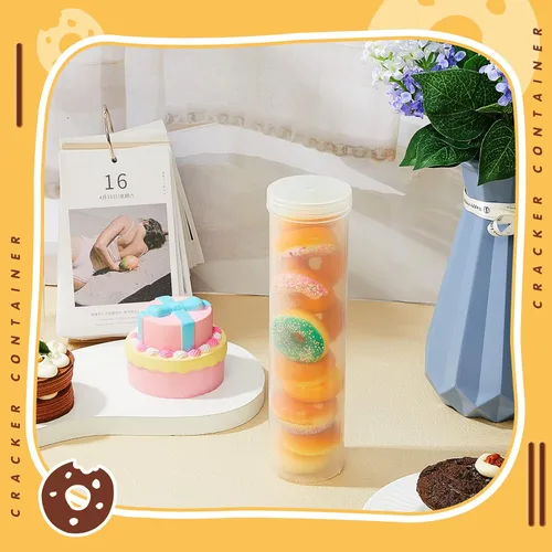 Miniatura 4 de Suclain 6 recipientes cilíndricos para galletas saladas, contenedor de almacenamiento de galletas de plástico con tapa, soporte hermético