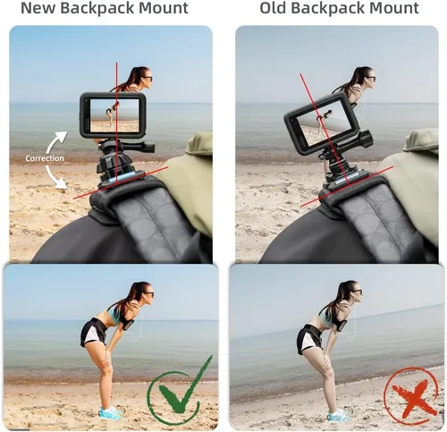Miniatura 3 de Mochila para mochila con gancho universal en J de bola compatible con GoPro Hero 13/12/11/10/9/8/7/(2018)/6/5 Negro, DJI Osmo Action 5 pro/4/3