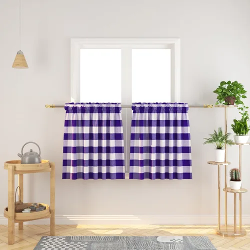 Miniatura 130 de Cenefas de cortina para ventana de 16 pulgadas de largo, 2 paneles de cuadros búfalo, cortinas pequeñas con bolsillo para barra, estilo clásico