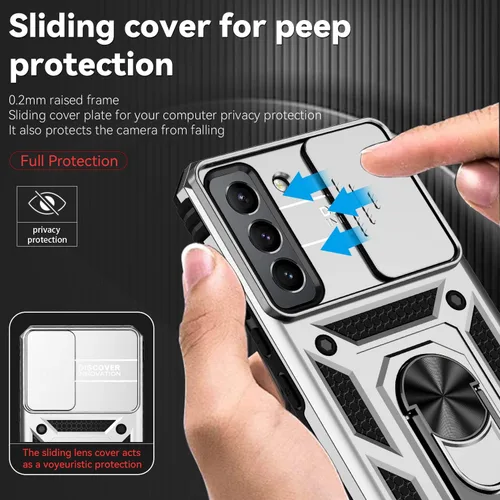 Miniatura 4 de Funda para Samsung Galaxy S22 con cubierta para lente de cámara, protector de pantalla HD, doble capa de grado militar a prueba de caídas, soporte