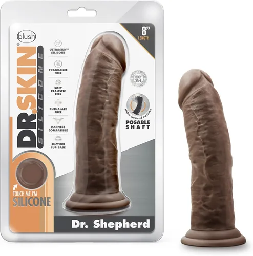 Blush Dr. Skin - Juguetes sexuales para adultos – Dr. Shepherd Consolador de chocolate de silicona de 8 pulgadas – Polla gruesa curada con platino –