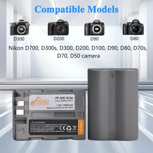 Miniatura 2 de Pickle Power EN-EL3E EN-EL3 EN-EL3A - Cargador de batería y LED compatible con cámaras réflex digitales Nikon D50 D70 D70s D80 D90 D100 D200 D300