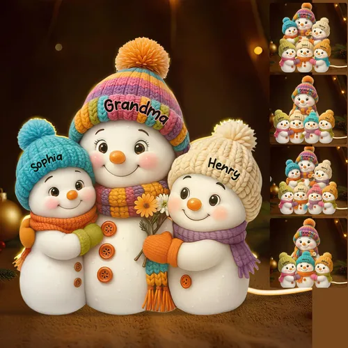 Miniatura 13 de Caja de luz navideña personalizada con el nombre de la pareja en forma de muñeco de nieve - Luz nocturna LED navideña personalizada, decoración