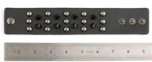 Miniatura 3 de Eigso Biker - Pulsera ancha de piel sintética estilo punk gótico con remaches y hebilla para hombre