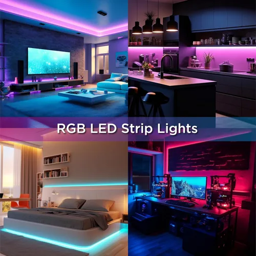 Miniatura 6 de Tira de luces LED, tira de luz RGB de 16.4 pies con control remoto y fuente de alimentación, revestimiento de poliuretano, adaptador ETL de 12 V CC