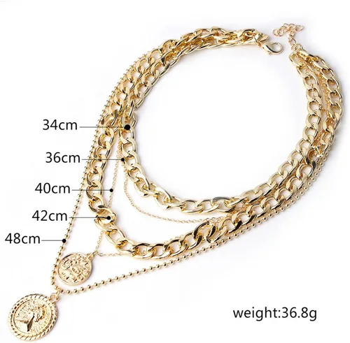 Miniatura 91 de Long tiantian Collares en capas para mujer, joyería occidental para mujer, collar de moneda apilable, collar de país, moderno, bohemio, verano