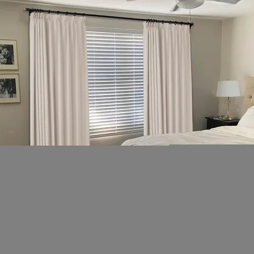 Miniatura 2 de Frelement Cortinas opacas de lino natural, paneles de cortinas plisadas para sala de estar, cortinas con aislamiento térmico, 52 pulgadas de ancho x