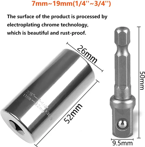 Miniatura 4 de Diseño de panal universal que se ajusta automáticamente de 0.27 a 0.79 pulgadas, adecuado para trinquetes y taladros, reparaciones en el hogar