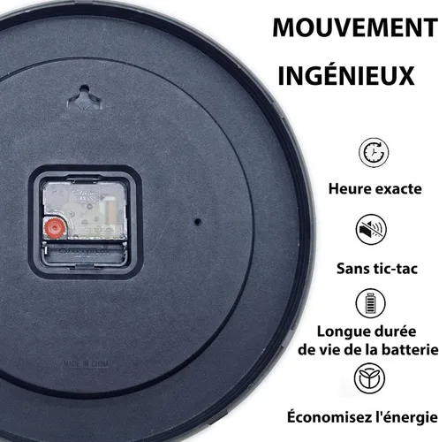 Miniatura 5 de QINFIEY Reloj de pared para niños con movimiento silencioso de 12 pulgadas, reloj de pared redondo que no hace tictac, funciona con pilas