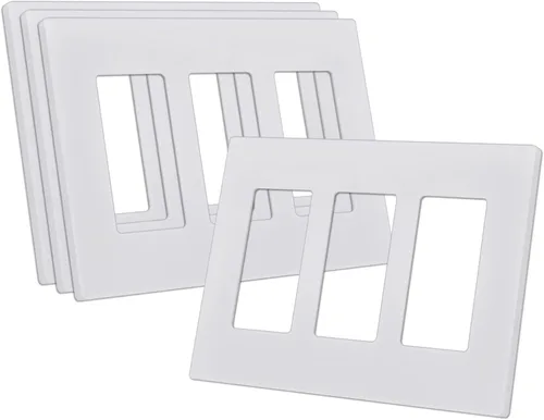 Miniatura 10 de CML - Placa de pared decorativa sin tornillos de 3 segmentos, paquete de 2 cubiertas para interruptores de luz, cubierta de receptáculo de toma