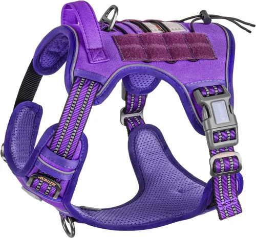 Miniatura 71 de Auroth - Arnés táctico para perros pequeños y medianos, sin tirones, arnés ajustable para mascotas, reflectante, K9, entrenamiento, trabajo, de Gris