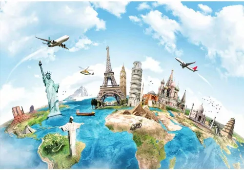 Yeele Telón de fondo de viaje de globo de 10 x 8 pies, mapa de la tierra, continente mundial, famoso, paisaje, fotografía del hogar, fondo de