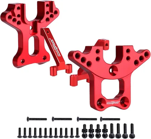 HobbyPark Torre de choque de aluminio (delantera y trasera) y soporte de torre de choque para Traxxas 1/18 LaTrax Teton Desert Prerunner, piezas de