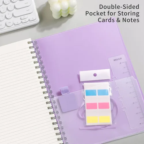 Miniatura 4 de EMSHOI Cuaderno de espiral A5 con rayas universitarias, pequeño 5.7" X 8.22", 300 páginas/150 hojas, papel grueso de 100gsm, tapa dura impermeable