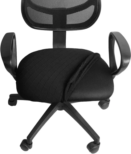 Miniatura 5 de Melaluxe Funda para silla de oficina de jacquard elástico, extraíble y lavable, funda de asiento giratoria para silla de escritorio, color negro