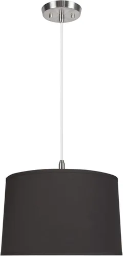 Aspen Creative, Negro, 72252-11 Lámpara de techo colgante con pantalla de tela imperio de tapa dura, 18 pulgadas de ancho