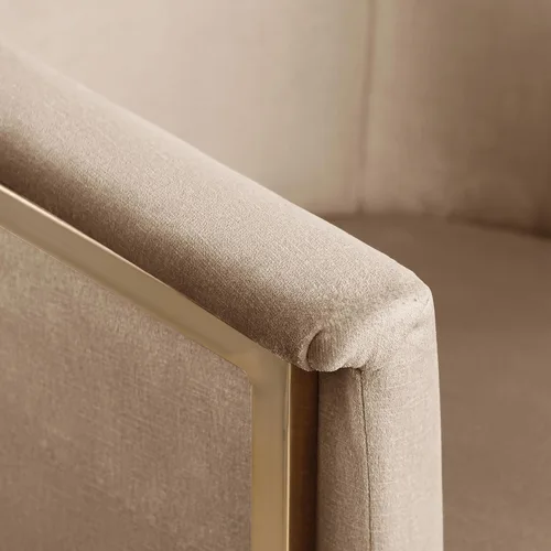 Miniatura 8 de Meridian Furniture 758Beige-C Tierra Collection Modern Silla de comedor tapizada contemporánea con lujoso terciopelo beige, acabado de latón
