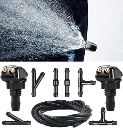 Boquillas para limpiaparabrisas delantero de automóvil, kit de boquilla de lavado de doble orificio, boquillas de lavado automático, rociador de