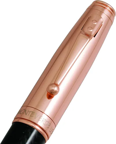 Miniatura 4 de Monteverde Invincia - Pluma estilográfica de fibra de carbono de oro rosa, punta media, diseño de fibra de carbono con tapa chapada en oro rosa