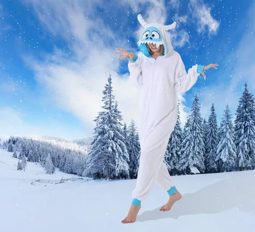 Miniatura 7 de dressfan Disfraz de monstruo de nieve de animales, disfraz de monstruo, pijama de monstruo para cosplay, Nieve