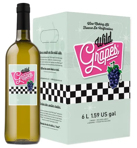 Wild Grapes Kits de elaboración de vino de alta calidad, estilo Pinot Grigio, hace hasta 30 botellas de 25.4 fl oz, 6 galones de vino