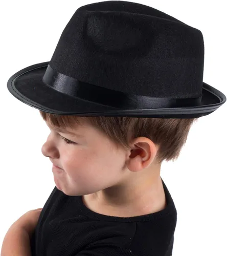 Miniatura 6 de Funny Party Hats Fedora para niños pequeños - Sombrero Fedora para niños - Gangster Fedora Black - Accesorios de disfraz para niños, Negro