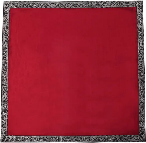 Miniatura 3 de BLESSUME Paño de mesa de tarot de altar de bruja y bolsa de tela de tarot de adivinación cuadrada (rojo)