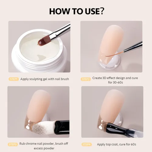 Miniatura 6 de GAOY Gel de escultura 3D para arte de uñas, gel de modelado semisólido para frotar polvo de uñas cromado, pegar diamantes de imitación y pintura,